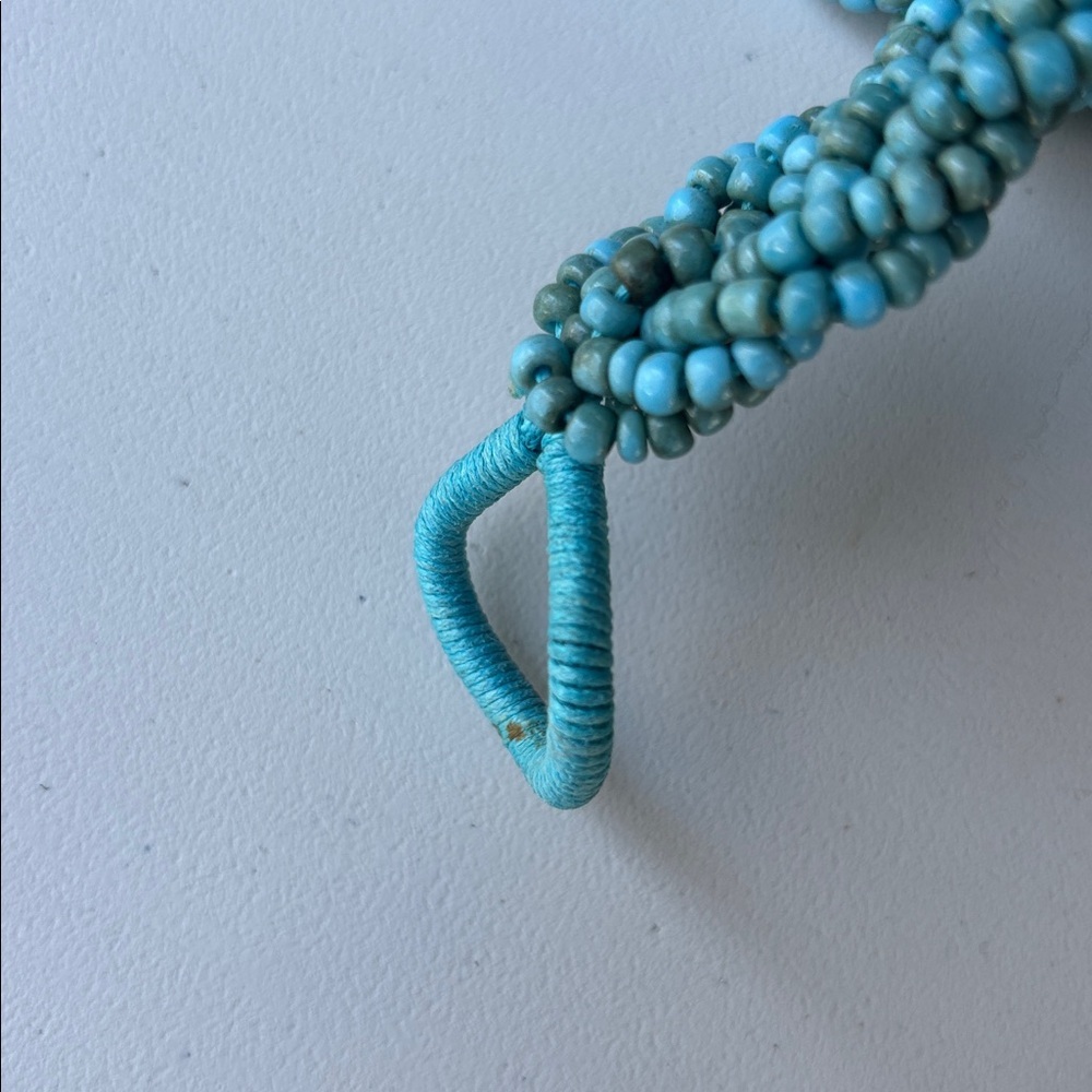 Blue Braided Beaded Red Rope Belt - Picture 6 of 8